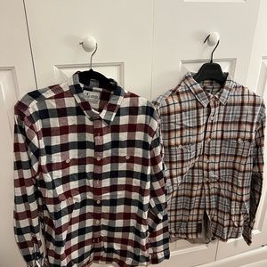 2 Lucky Brand men’s flannels size L (red/white/blue and orange/white/gray)